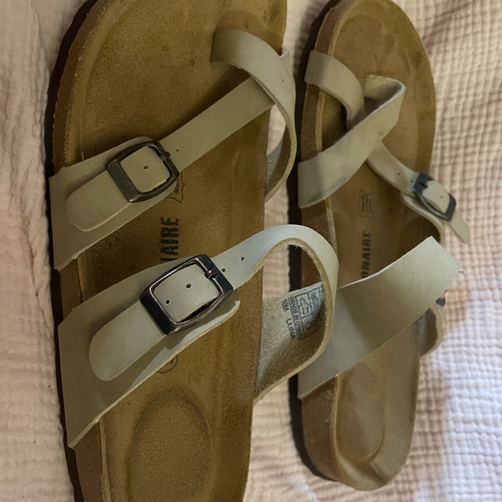 Beige Strappy Sandals with Buckles